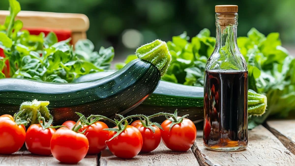 La bouteille de vinaigre cachée derrière les courgettes : l’arme anti-mildiou qui fait le buzz chez les anciens