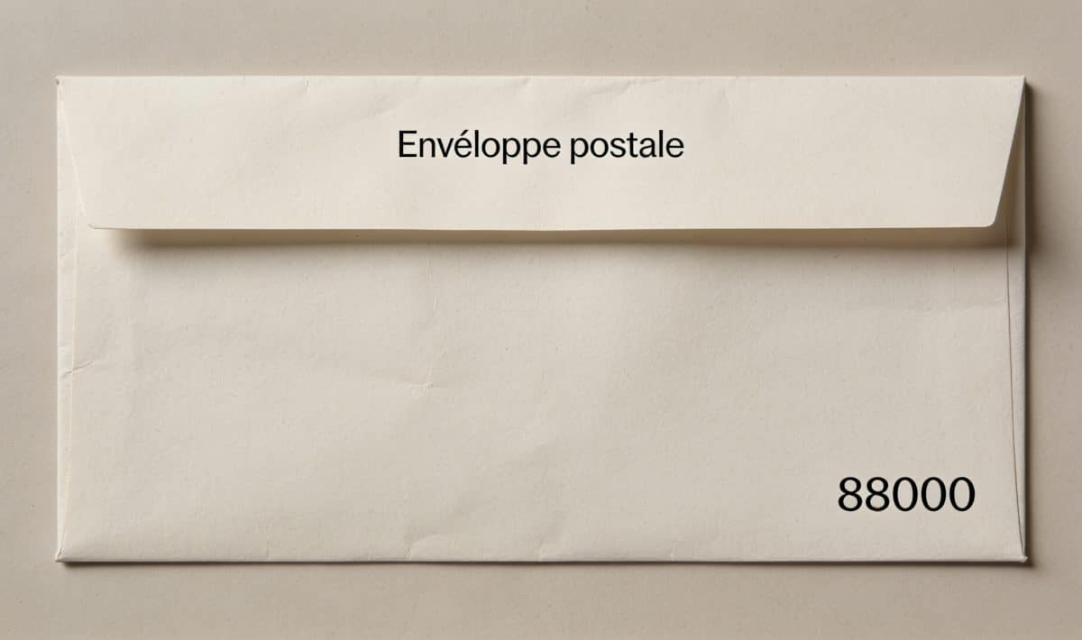 Enveloppe postale affichant le code postal d'Épinal clairement visible