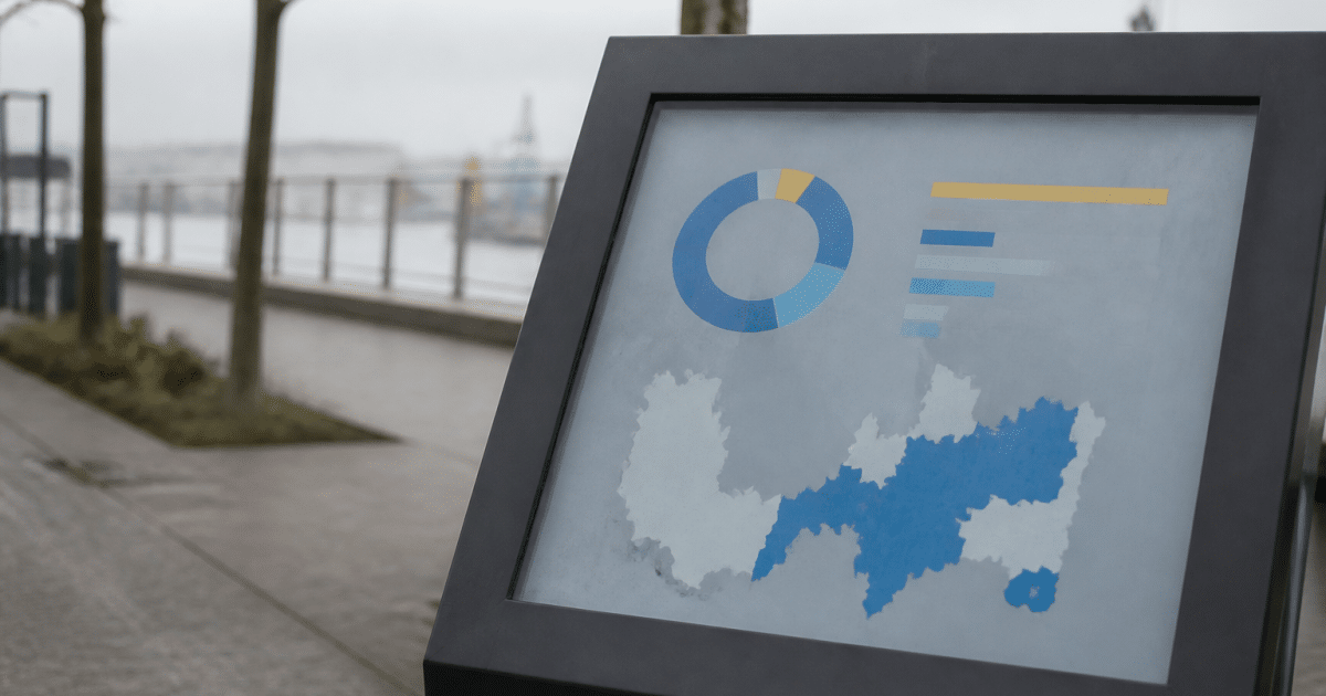 Panneau indicateur montrant population chiffres ville Brest