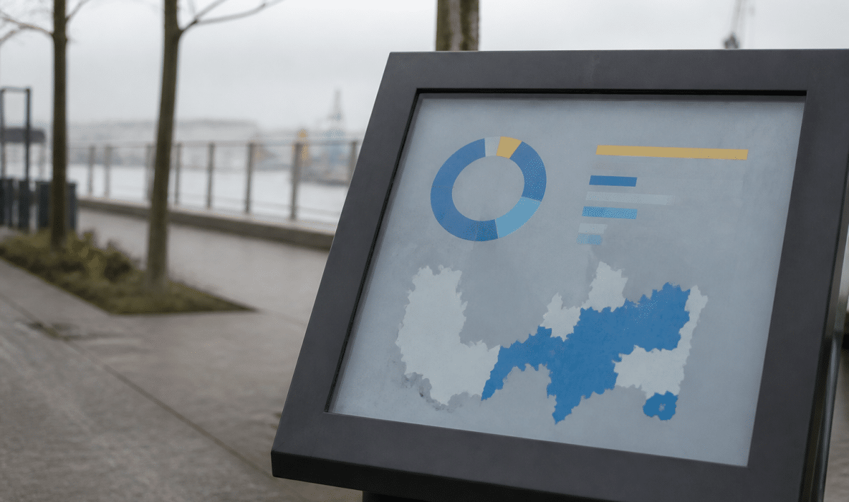 Panneau indicateur montrant population chiffres ville Brest