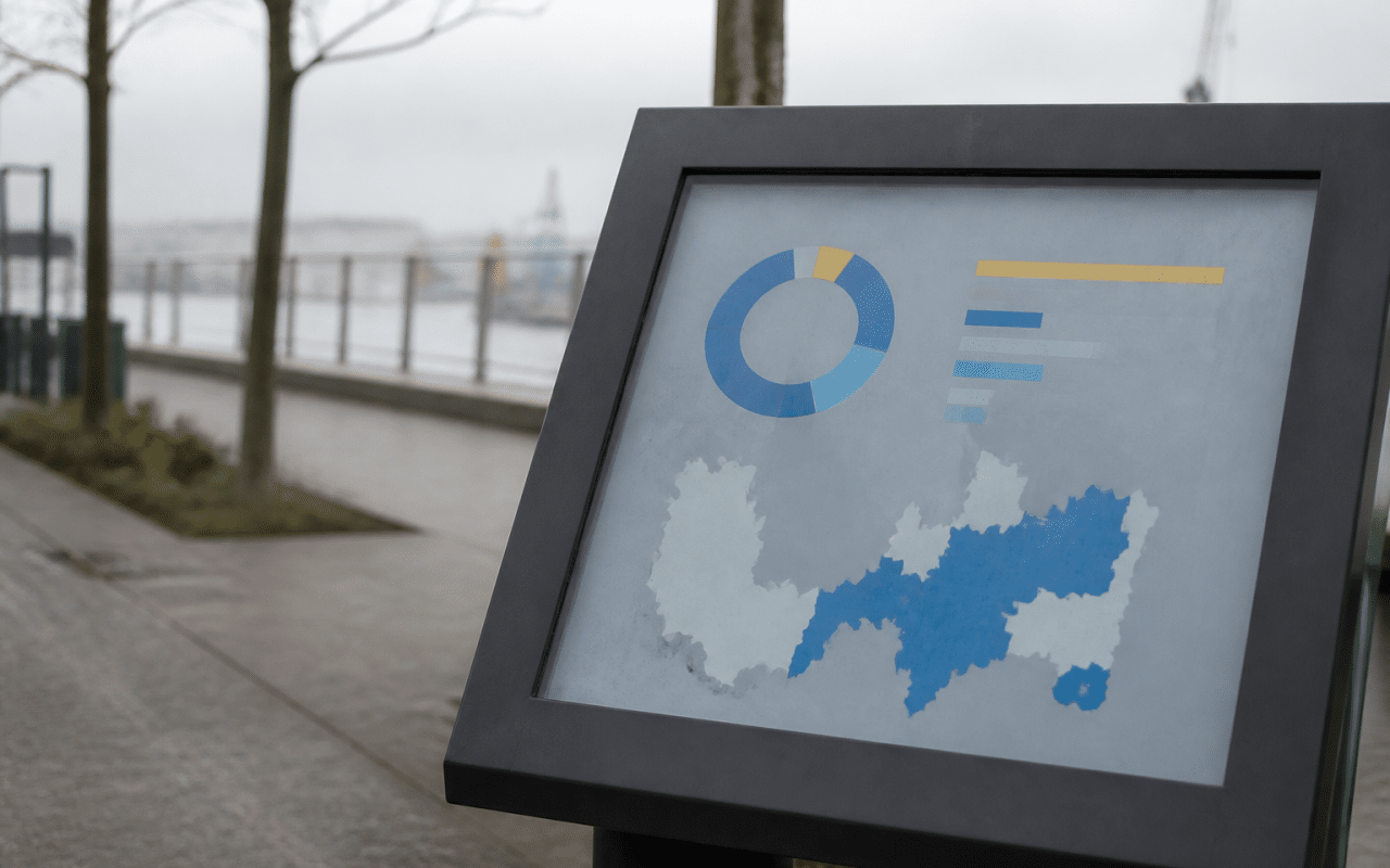 Panneau indicateur montrant population chiffres ville Brest