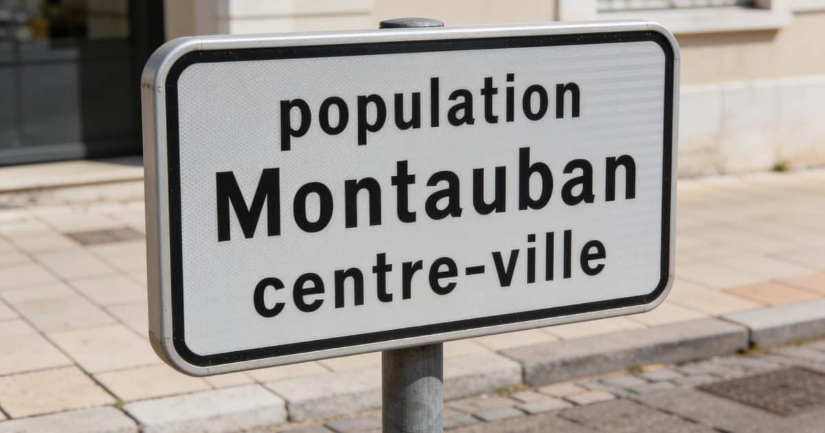 Panneau indicateur affichant population Montauban centre-ville