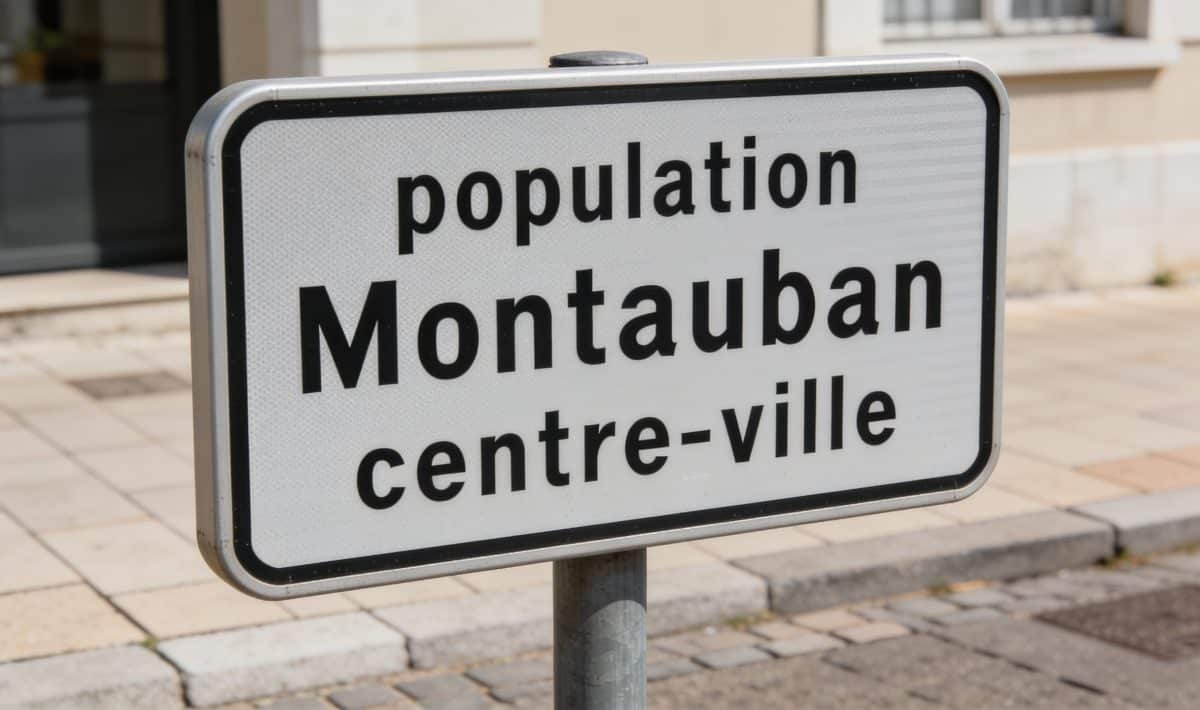 Panneau indicateur affichant population Montauban centre-ville