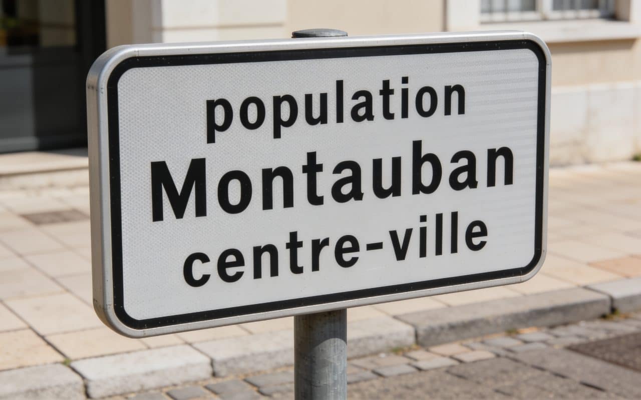 Panneau indicateur affichant population Montauban centre-ville