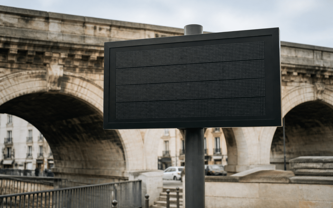 Panneau affichant population totale ville Nimes France