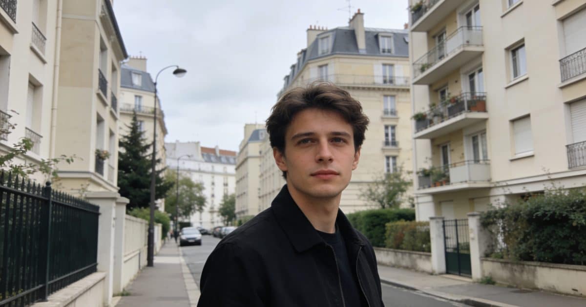 Rue urbaine de banlieue parisienne avec immeubles résidentiels