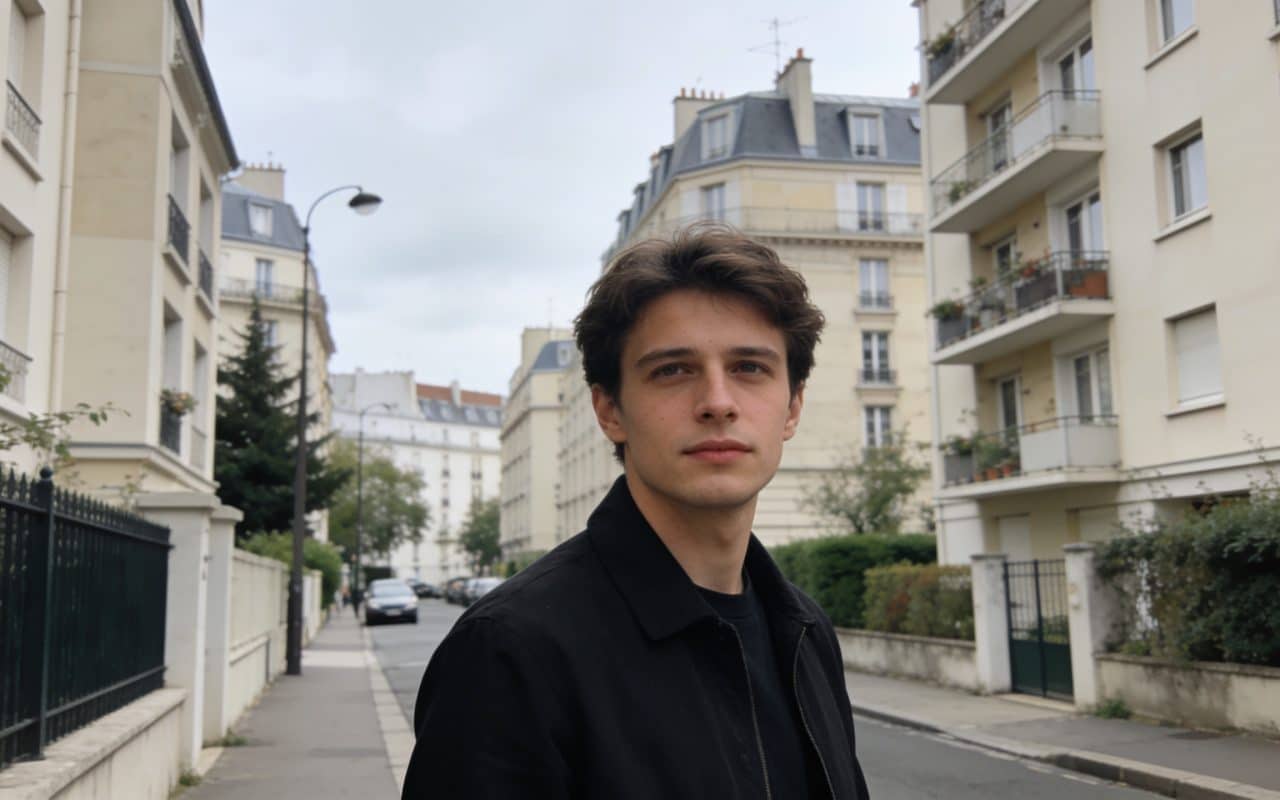 Rue urbaine de banlieue parisienne avec immeubles résidentiels